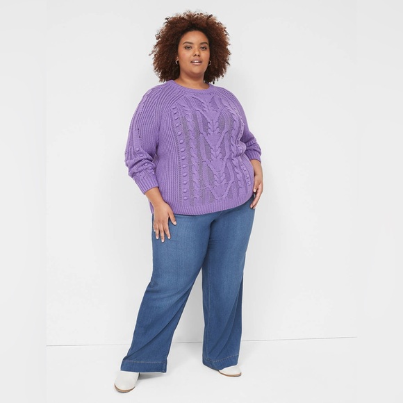 Lane Bryant Sweaters - Lane Bryant Lavender Cable Knit Sweater